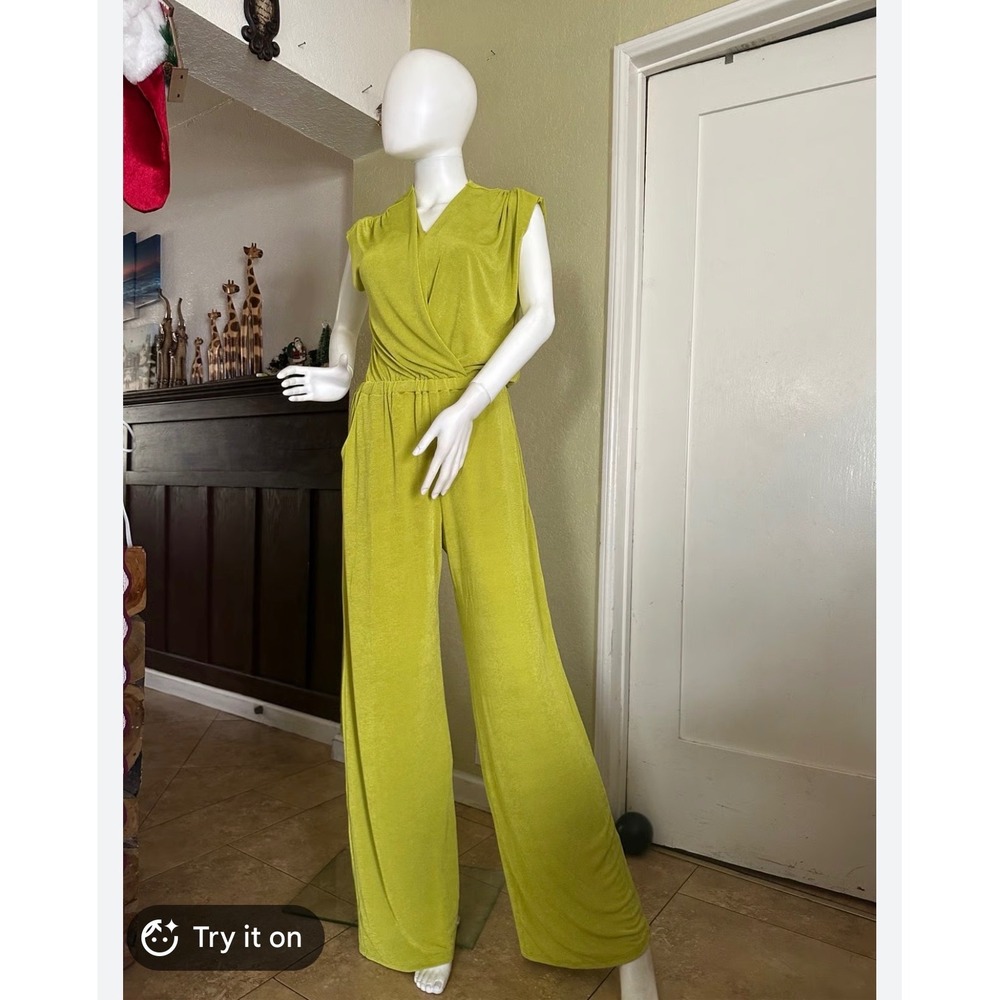 Ripley Rader Wide Leg Jumpsuit XS Chartreuse Green Minimalist Modern